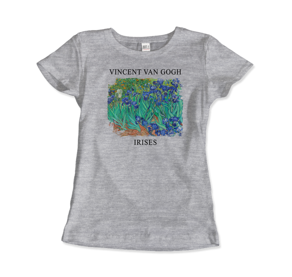 Vincent Van Gogh - Irises 1889 Artwork T-Shirt - Women (Fitted) / Heather Grey / S - T-Shirt