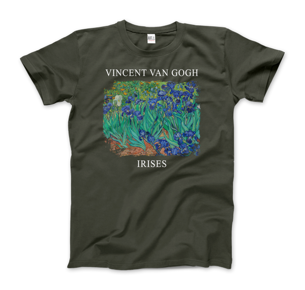 Vincent Van Gogh - Irises 1889 Artwork T-Shirt - Men (Unisex) / Military Green / S - T-Shirt