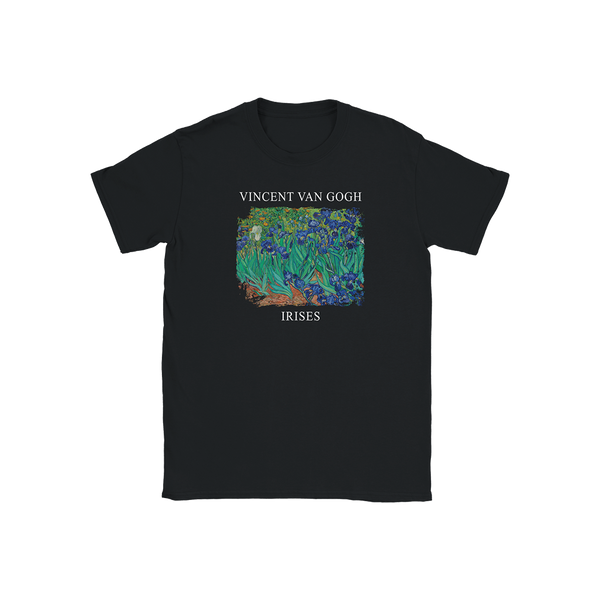 Vincent Van Gogh - Irises 1889 Artwork T-Shirt - Youth / Black / S - T-Shirt