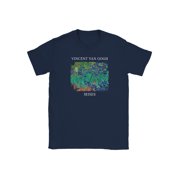 Vincent Van Gogh - Irises 1889 Artwork T-Shirt - Youth / Navy / S - T-Shirt