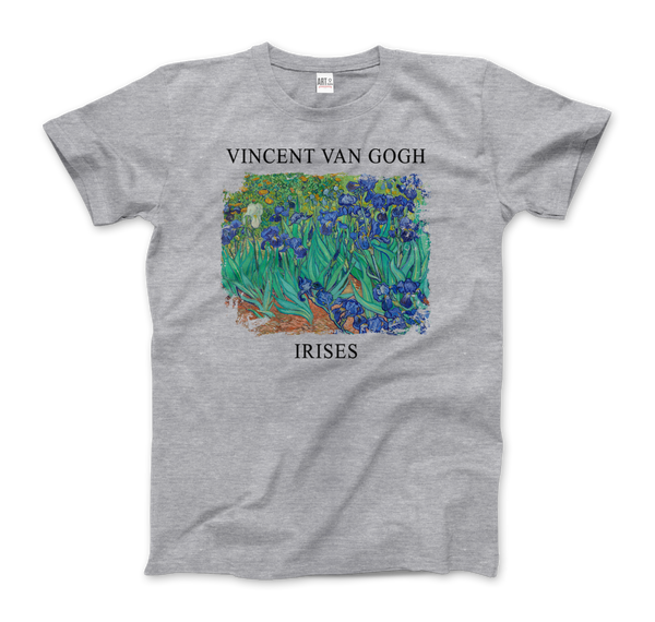 Vincent Van Gogh - Irises 1889 Artwork T-Shirt - Men (Unisex) / Heather Grey / S - T-Shirt