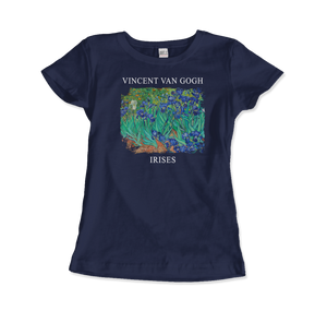 Vincent Van Gogh - Irises 1889 Artwork T-Shirt - Women (Fitted) / Navy / S - T-Shirt
