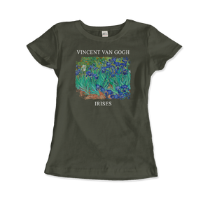 Vincent Van Gogh - Irises 1889 Artwork T-Shirt - Women (Fitted) / Military Green / S - T-Shirt