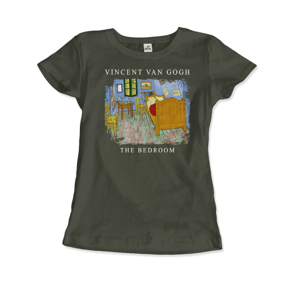 Vincent Van Gogh - The Bedroom 1889 Artwork T-Shirt - Women / Military Green / S - T-Shirt
