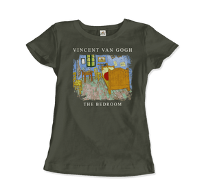 Vincent Van Gogh - The Bedroom 1889 Artwork T-Shirt - Women / Military Green / S - T-Shirt