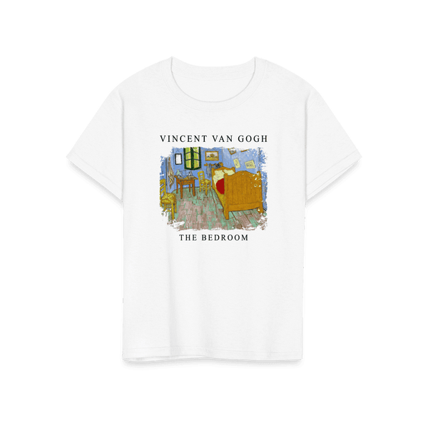 Vincent Van Gogh - The Bedroom 1889 Artwork T-Shirt - Youth / White / S - T-Shirt