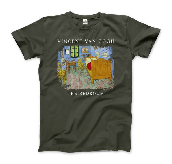 Vincent Van Gogh - The Bedroom 1889 Artwork T-Shirt - Men / Military Green / S - T-Shirt