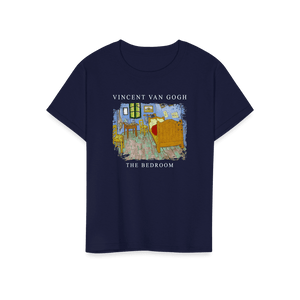 Vincent Van Gogh - The Bedroom 1889 Artwork T-Shirt - Youth / Navy / S - T-Shirt