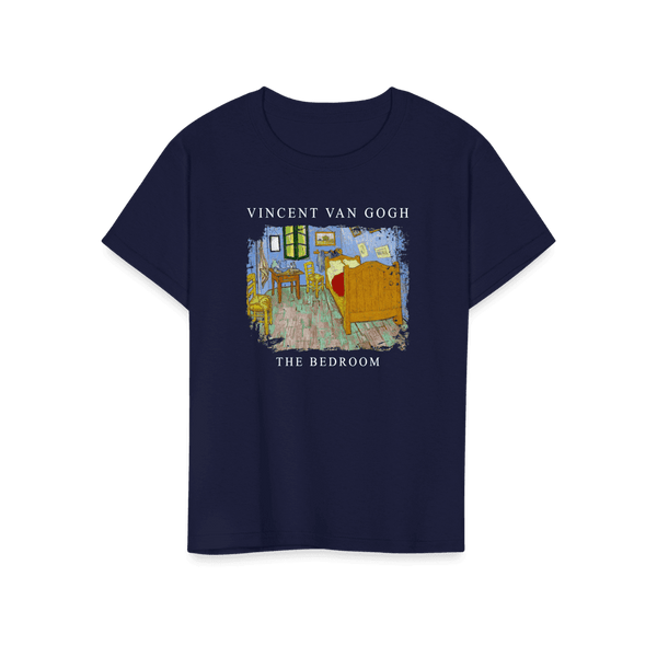 Vincent Van Gogh - The Bedroom 1889 Artwork T-Shirt - Youth / Navy / S - T-Shirt