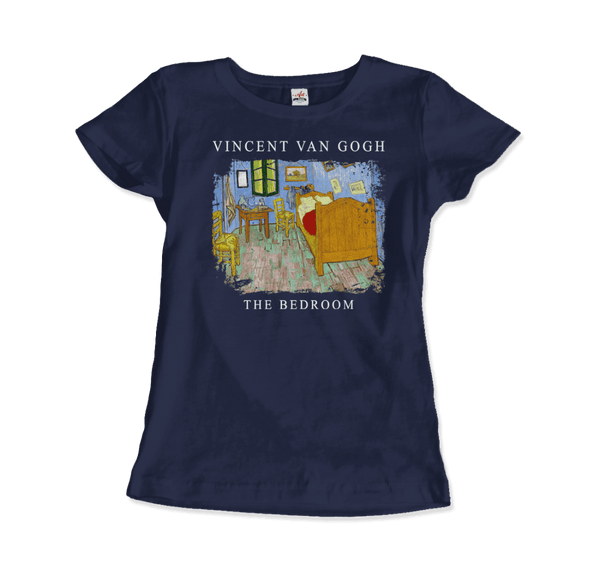 Vincent Van Gogh - The Bedroom 1889 Artwork T-Shirt - Women / Navy / S - T-Shirt