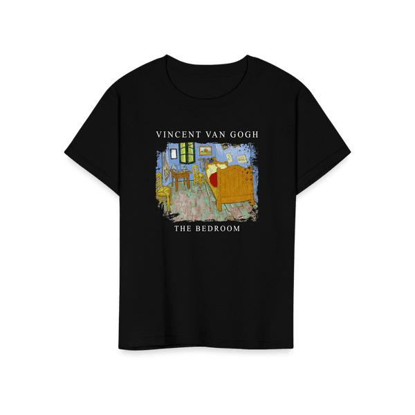 Vincent Van Gogh - The Bedroom 1889 Artwork T-Shirt - Youth / Black / S - T-Shirt
