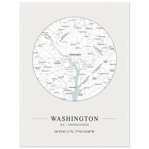 Washington D.C. United States - Minimalist Map Poster - Matte / 18 x 24″ (45 x 60cm) / White - Poster