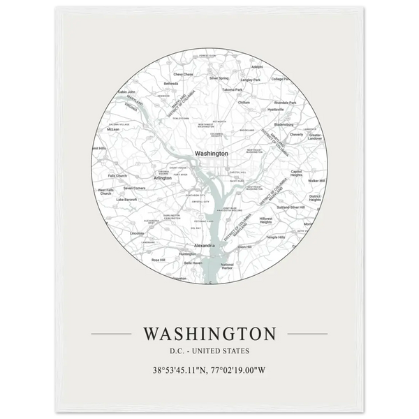 Washington D.C. United States - Minimalist Map Poster - Matte / 18 x 24″ (45 x 60cm) / White - Poster