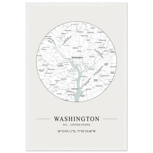 Washington D.C. United States - Minimalist Map Poster - Matte / 12 x 18″ (30 x 45cm) / White - Poster