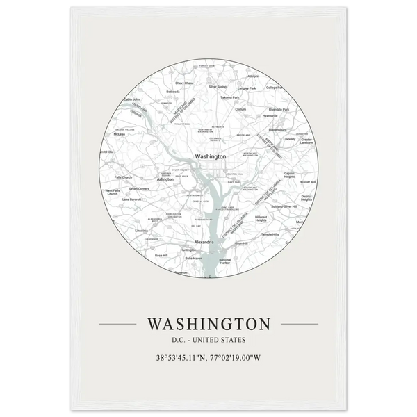 Washington D.C. United States - Minimalist Map Poster - Matte / 12 x 18″ (30 x 45cm) / White - Poster