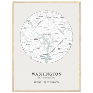 Washington D.C. United States - Minimalist Map Poster - Matte / 18 x 24″ (45 x 60cm) / Wood - Poster
