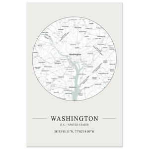 Washington D.C. United States - Minimalist Map Poster - Matte / 8 x 12″ (21 x 29.7cm) / None - Poster