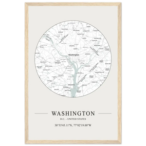 Washington D.C. United States - Minimalist Map Poster - Matte / 12 x 18″ (30 x 45cm) / Wood - Poster
