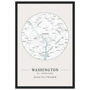 Washington D.C. United States - Minimalist Map Poster - Matte / 12 x 18″ (30 x 45cm) / Black - Poster