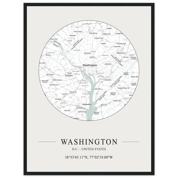 Washington D.C. United States - Minimalist Map Poster - Matte / 18 x 24″ (45 x 60cm) / Black - Poster