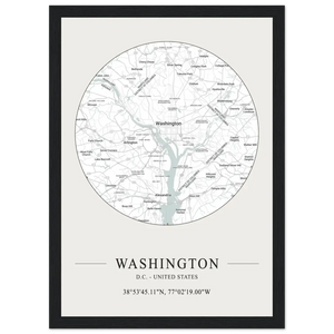 Washington D.C. United States - Minimalist Map Poster - Matte / 8 x 12″ (21 x 29.7cm) / Black - Poster