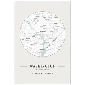 Washington D.C. United States - Minimalist Map Poster - Matte / 24 x 36″ (60 x 90cm) / White - Poster