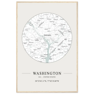 Washington D.C. United States - Minimalist Map Poster - Matte / 24 x 36″ (60 x 90cm) / Wood - Poster