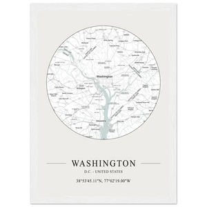 Washington D.C. United States - Minimalist Map Poster - Matte / 8 x 12″ (21 x 29.7cm) / White - Poster