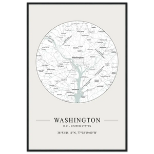 Washington D.C. United States - Minimalist Map Poster - Matte / 24 x 36″ (60 x 90cm) / Black - Poster
