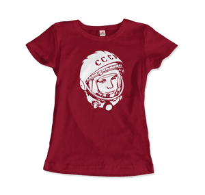 Yuri Gagarin CCCP Design T - Shirt - Women (Fitted) / Dark Red / S - T - Shirt