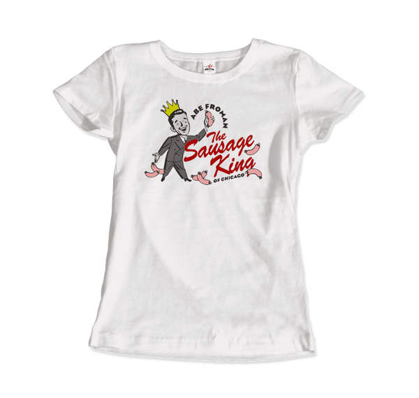 Abe Froman The Sausage King of Chicago from Ferris Bueller's Day Off T-Shirt - Women / White / Small by Art-O-Rama