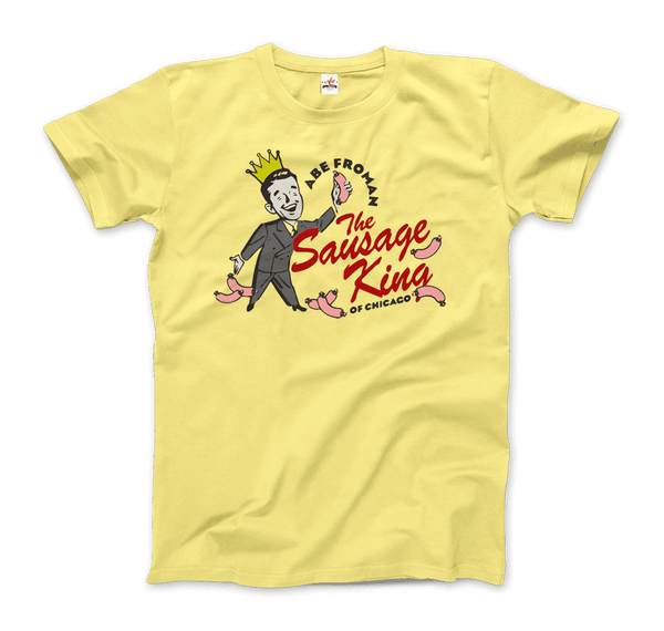 Abe Froman The Sausage King of Chicago from Ferris Bueller's Day Off T-Shirt - Men / Spring Yellow / Small by Art-O-Rama