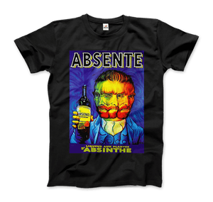 Absente, Vintage Absinthe Liquor Advertisement with Van Gogh T-Shirt - Men / Black / Small by Art-O-Rama