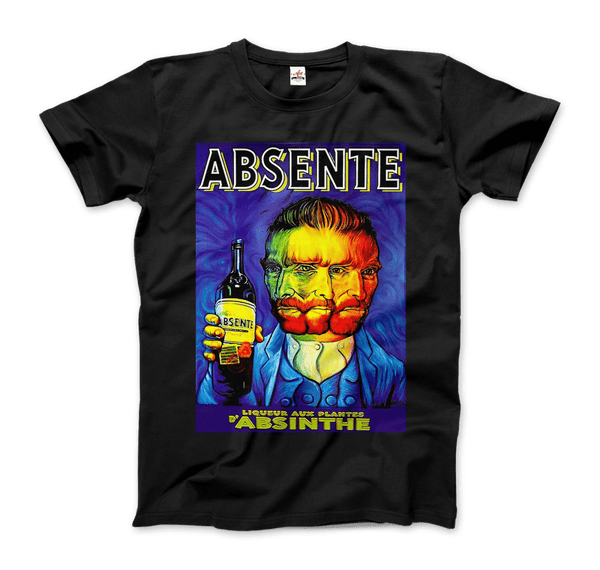 Absente, Vintage Absinthe Liquor Advertisement with Van Gogh T-Shirt - Men / Black / Small by Art-O-Rama