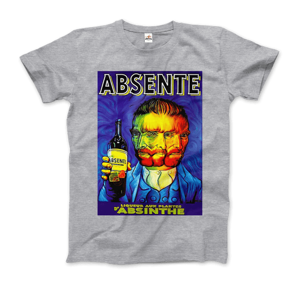 Absente, Vintage Absinthe Liquor Advertisement with Van Gogh T-Shirt - Men / Heather Grey / Small by Art-O-Rama