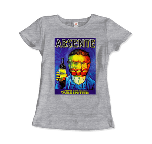 Absente, Vintage Absinthe Liquor Advertisement with Van Gogh T-Shirt - Women / Heather Grey / Small by Art-O-Rama