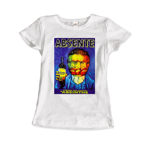 Absente, Vintage Absinthe Liquor Advertisement with Van Gogh T-Shirt - Women / White / Small by Art-O-Rama