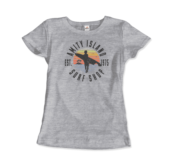 Amity Island Surf Shop Jaws T-Shirt - Women / Heather Grey / Small - T-Shirt