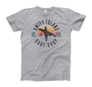 Amity Island Surf Shop Jaws T-Shirt - Men / Heather Grey / Small - T-Shirt