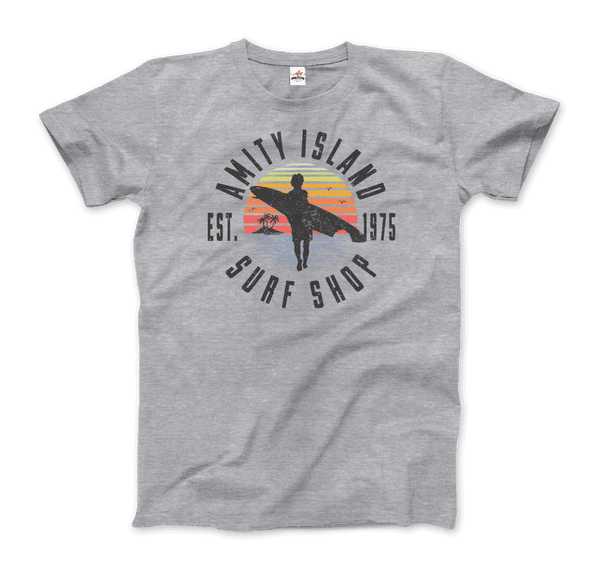 Amity Island Surf Shop Jaws T-Shirt - Men / Heather Grey / Small - T-Shirt