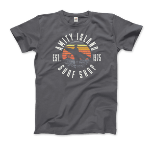 Amity Island Surf Shop Jaws T-Shirt - Men / Charcoal / Small - T-Shirt