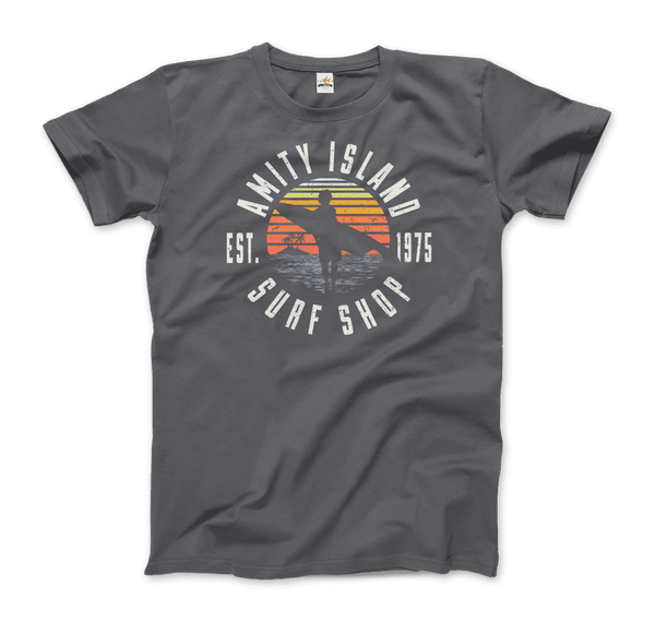 Amity Island Surf Shop Jaws T-Shirt - Men / Charcoal / Small - T-Shirt