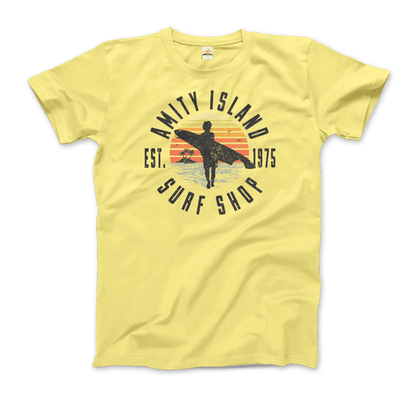 Amity Island Surf Shop Jaws T-Shirt - Men / Spring Yellow / Small - T-Shirt