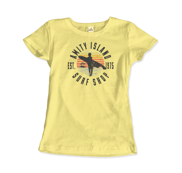 Amity Island Surf Shop Jaws T-Shirt - Women / Spring Yellow / Small - T-Shirt