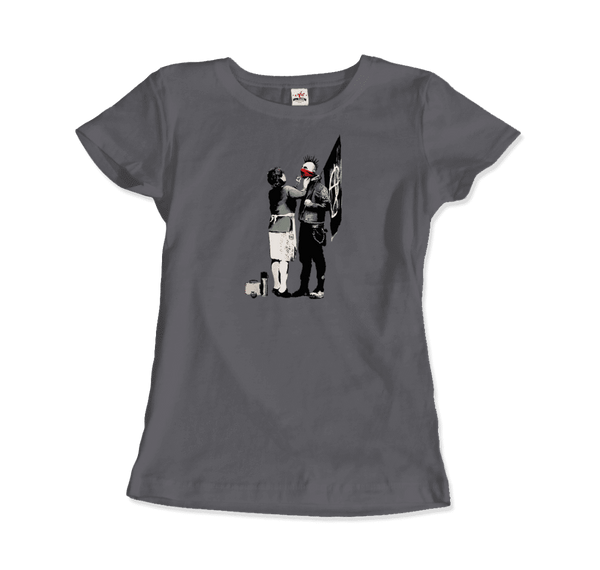 Banksy Anarchist Punk And His Mother Artwork T-Shirt - Women / Charcoal / Small by Art-O-Rama