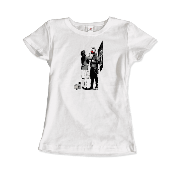 Banksy Anarchist Punk And His Mother Artwork T-Shirt - Women / White / Small by Art-O-Rama