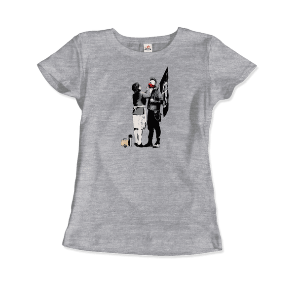 Banksy Anarchist Punk And His Mother Artwork T-Shirt - Women / Heather Grey / Small by Art-O-Rama