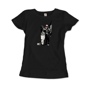 Banksy Anarchist Punk And His Mother Artwork T-Shirt - Women / Black / Small by Art-O-Rama