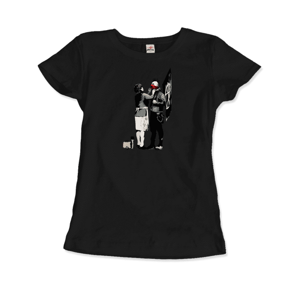 Banksy Anarchist Punk And His Mother Artwork T-Shirt - Women / Black / Small by Art-O-Rama