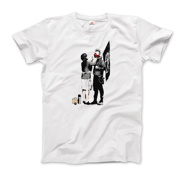 Banksy Anarchist Punk And His Mother Artwork T-Shirt - Men / White / Small by Art-O-Rama
